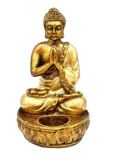 Świecznik Z Figurką Siedzącego Buddy Mistyczna Dekoracja Twojego Wnętrza - Świeczniki - miniaturka - grafika 1