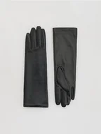 Czapki damskie - Reserved - Długie skórzane rękawiczki - czarny - miniaturka - grafika 1