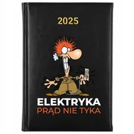 Notesy i bloczki - KALENDARZ TERMINARZ CZARNY NOTES Dzienny A5 2025 Prezent dla ELEKTRYKA WZ - miniaturka - grafika 1