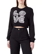 Bluzy damskie - Love Moschino Damska bluza z długim rękawem z okrągłym dekoltem, czarna, rozmiar 38, czarny - miniaturka - grafika 1