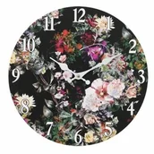 Zegary - Czarny Zegar Ścienny w Kwiaty A Clayre & Eef - miniaturka - grafika 1