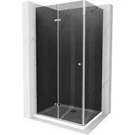 Kabiny prysznicowe - Mexen Lima kabina prysznicowa składana 90x70 cm, grafit, chrom + brodzik Flat, biały - miniaturka - grafika 1