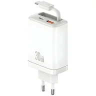 Ładowarki do telefonów - Ładowarka sieciowa USAMS Xiang Series CC296 30W 1xUSB-C 1xUSB-A + kabel USB-C biały - miniaturka - grafika 1