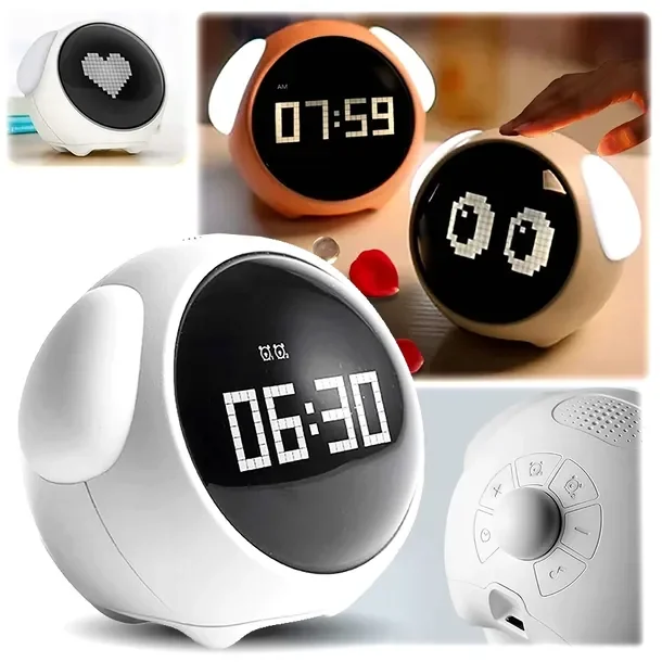 Zegar budzik lampka lampa nocna LED dla dzieci dziecka Emoji Emotikony