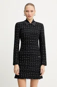 Sukienki - Karl Lagerfeld sukienka z dodatkiem wełny kolor czarny mini prosta A4W13021 - miniaturka - grafika 1
