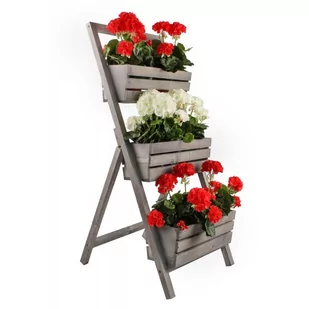 Kwietnik drewniany Stojak na 3 balkonówki SZARY 45x52x115h cm - Kwietniki - miniaturka - grafika 1