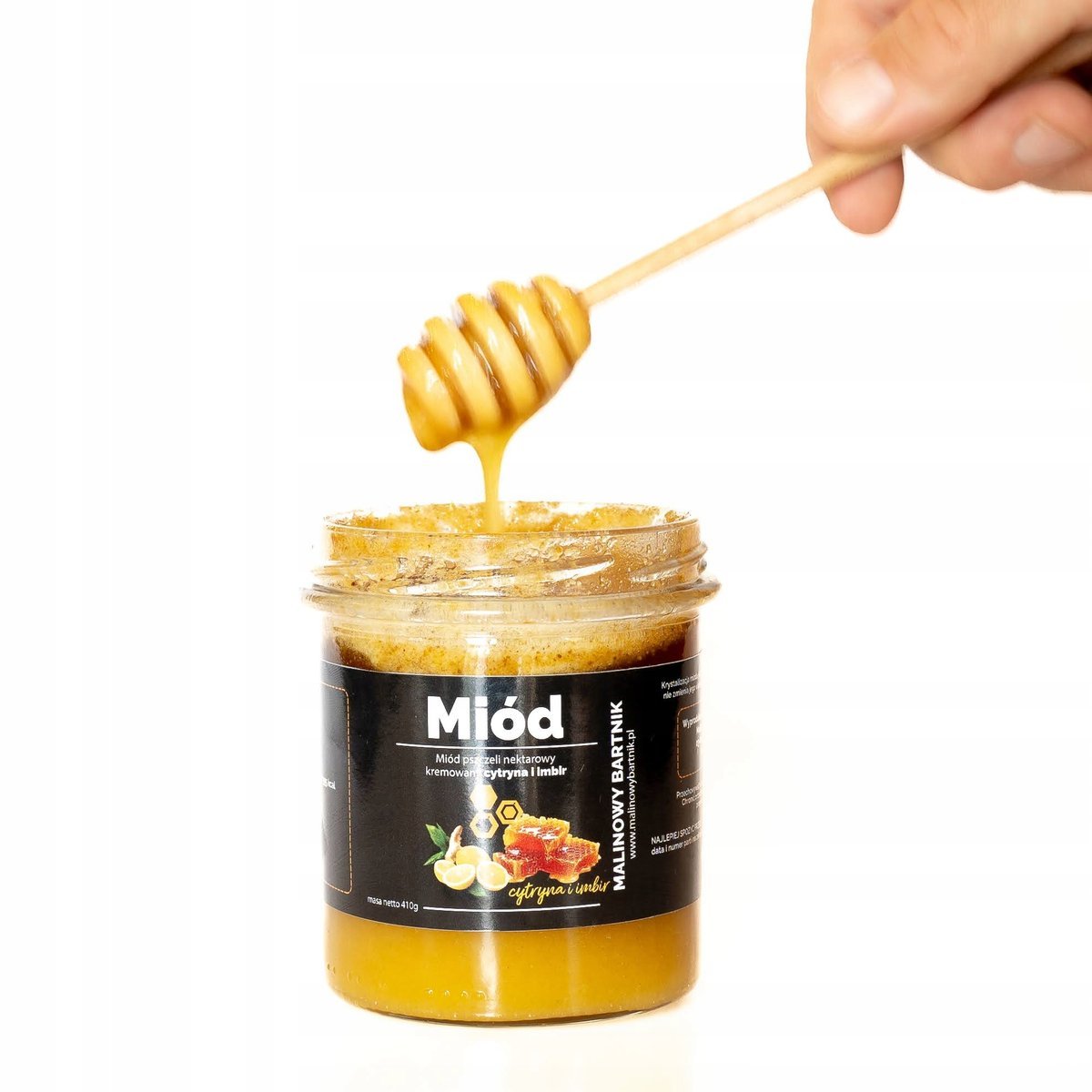 MIÓD Z Cytryną Imbirem 410 g Nektarowy Kremowany Polskie Pasieki Cytrynowy