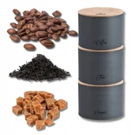 Pojemniki kuchenne - Pojemnik na Kawe Zestaw Kawa Herbata Cukier 3 szt. Wieko Bambusowe LOFTOWE - miniaturka - grafika 1