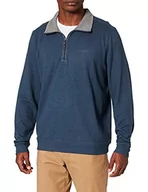 Bluzy męskie - Pierre Cardin Męska bluza stojąca z kołnierzem z zamkiem błyskawicznym z podwójnym zapięciem na zamek błyskawiczny z Tencel bluza, niebieski, M - miniaturka - grafika 1
