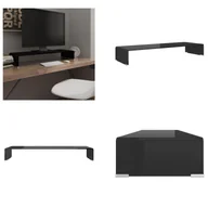 Szafki RTV - vidaXL Stolik pod telewizor/ekran szklany czarny 90x30x13 cm - szafka pod telewizor - szafki pod telewizor - meble pod telewizor - szafka pod telewizor - miniaturka - grafika 1