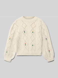 Sweter o kroju regular fit z ażurowej dzianiny model ‘FLOWER’ - Swetry dla dziewczynek - miniaturka - grafika 1