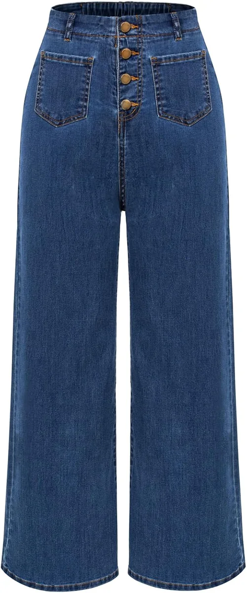 Spodnie Jeansy Damskie Vintage Wysoki Stan Elastyczne Niebieskie XL