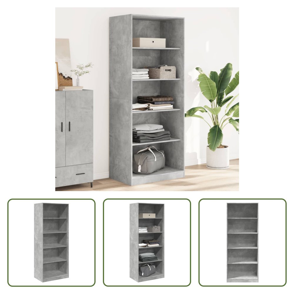 The Living Store Szafa betonowa szara 80x50x200 cm materiał drewnopochodny