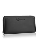 Portfele - Betlewski, Portfel skórzany damski, czarny, 10x19,5 cm - miniaturka - grafika 1