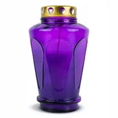 Lampiony i znicze - Duży Znicz Zalewany 21 cm Fioletowy DP19sL Szklany Znicz Zalewany z Kapturk - miniaturka - grafika 1