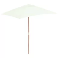 Parasole ogrodowe - vidaXL Parasol ogrodowy na drewnianym słupku, 150 x 200 cm, piaskowy - miniaturka - grafika 1