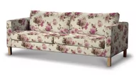 Pokrowce na meble - Dekoria pl pl Pokrowiec na sofę Karlstad rozkładaną różowo-beżowe róże na kremowym tle 224 x 89 x 64 cm Londres 1017-141-07 - miniaturka - grafika 1