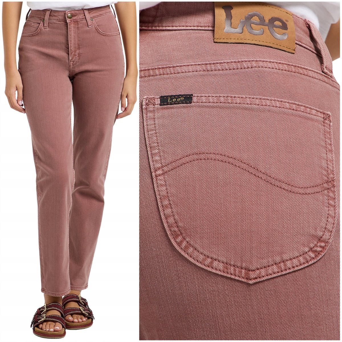 Lee CAROL Henna wysokie proste damskie spodnie jeansowe 7/8 W25 L33