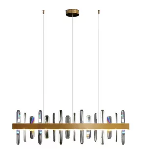 KKST Glamour LAMPA wisząca gold kryształowa OPRAWA sopelki LED 52W 3000K zwis przezroczysty złoty KKSMP0099 gold - Lampy sufitowe - miniaturka - grafika 1