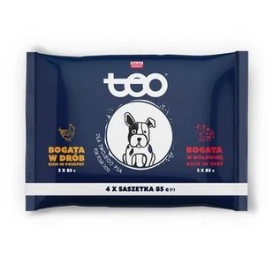 TEO karma mokra dla psów, 2x bogata w drób, 2x bogata w wołowinę 4x85g - Woda - miniaturka - grafika 1
