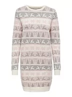 Sukienki - ONLY Damska sukienka Onlxmas Comfy Deer L/S KNT (3 sztuki), Crystal Pink/Pattern:light Grey Melange/Cloud Dancer, L - miniaturka - grafika 1