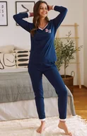 Piżamy damskie - Doctor Nap granatowa piżama w sportowym stylu PM.4504, Kolor granatowy, Rozmiar S, Doctor Nap - Primodo.com - miniaturka - grafika 1