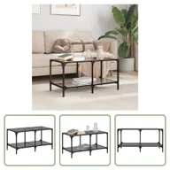 Ławy i stoliki kawowe - The Living Store Stolik kawowy ze szklanym blatem czarny 78,5x40x40 cm stalowy - miniaturka - grafika 1