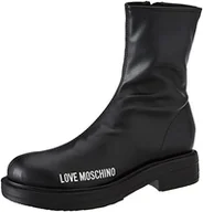 Botki damskie - Love Moschino Damskie botki St.tod.city40 Pu Stretch, czarne, 38 EU - miniaturka - grafika 1