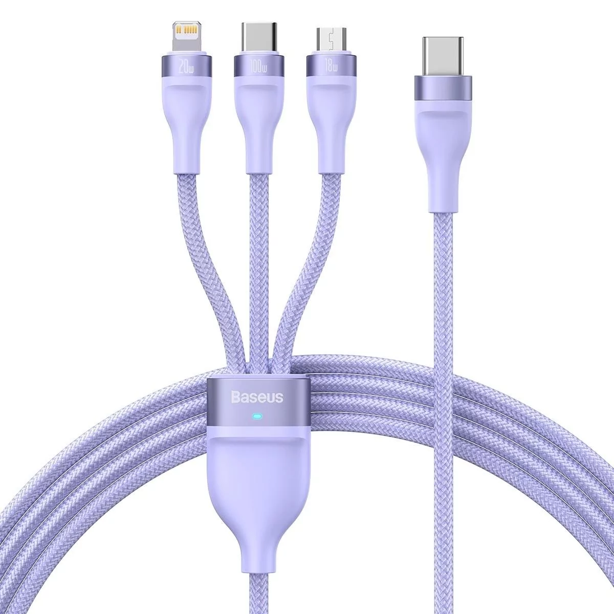 Baseus Flash Series II kabel USB Typ C / USB Typ A - USB Typ C / Lightning / micro USB 100 W 1,5 m fioletowy (CASS030205) CASS030205