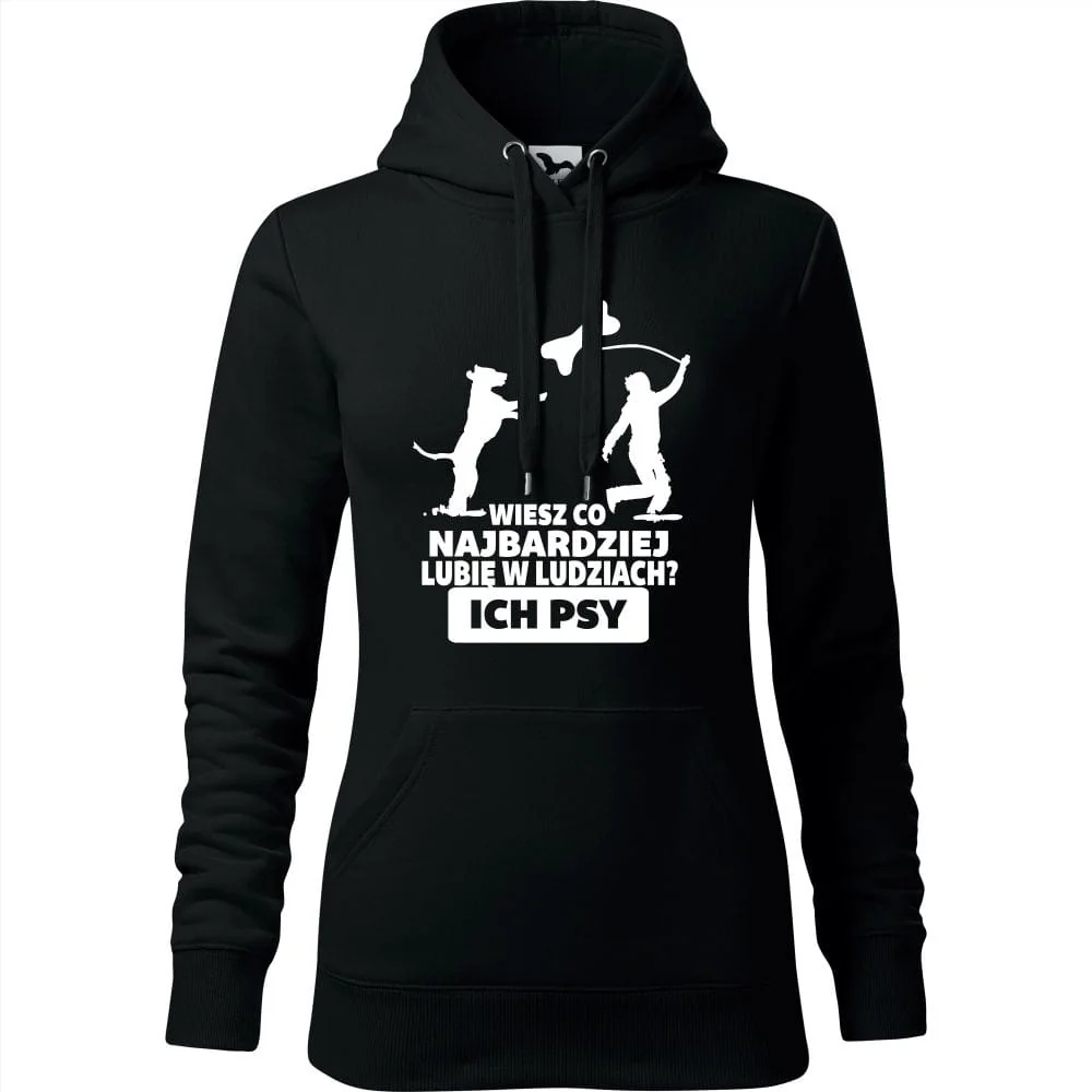 Damska Bluza Z Kapturem - Wiesz Co Najbardziej Lubię W Ludziach? Ich Psy Czarny 2xl