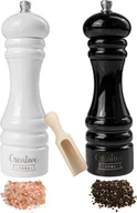 Zestawy sztućców - Creative Home Drewniane młynki do soli i pieprzu zestaw 2 młynków 18 x 5 cm drewniana łyżeczka ręczny Mechanizm Kruszący - miniaturka - grafika 1