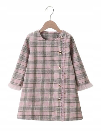SHEIN SUKIENKA RÓŻOWA W KRATKĘ NA GUZIKI 90 VUT