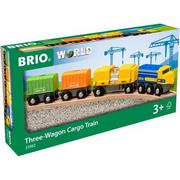 Pociągi dla dzieci - Brio zestaw WORLD 33982 Pociąg towarowy z trzema wagonami - miniaturka - grafika 1