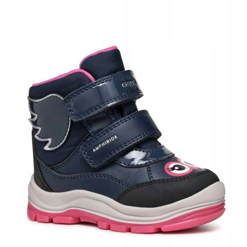 GEOX Botki dziecięce ocieplane rzepy Navy Fuchsia B463WA 054FU C4268 r.26