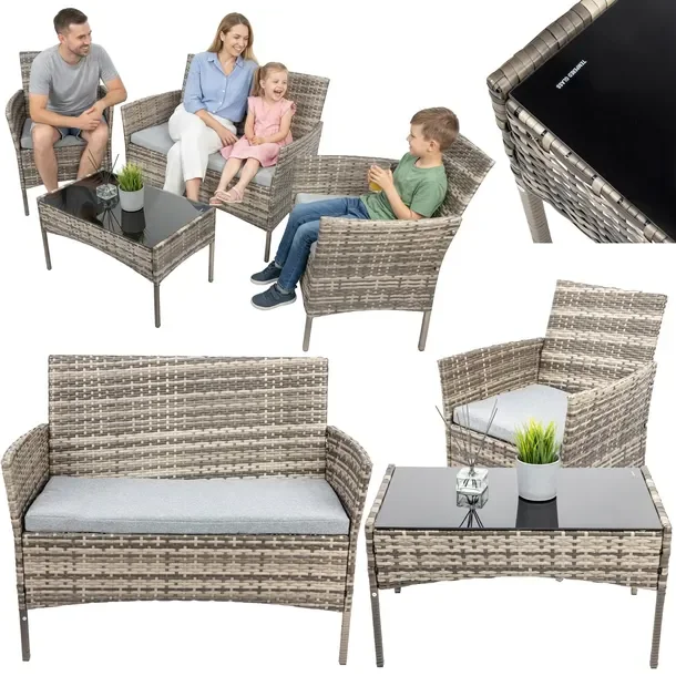 Zestaw Mebli Ogrodowych Wypoczynkowy Technorattan Sofa Fotele Stolik Kawowy