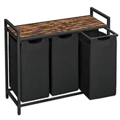 Kosze na bieliznę - Kosz Na Bieliznę, Kosz Na Pranie, Sortownik Na Bieliznę Z 3 Wysuwanymi I Wyjmowanymi Workami, 1 Półka Do Przechowywania, Pojemno - miniaturka - grafika 1