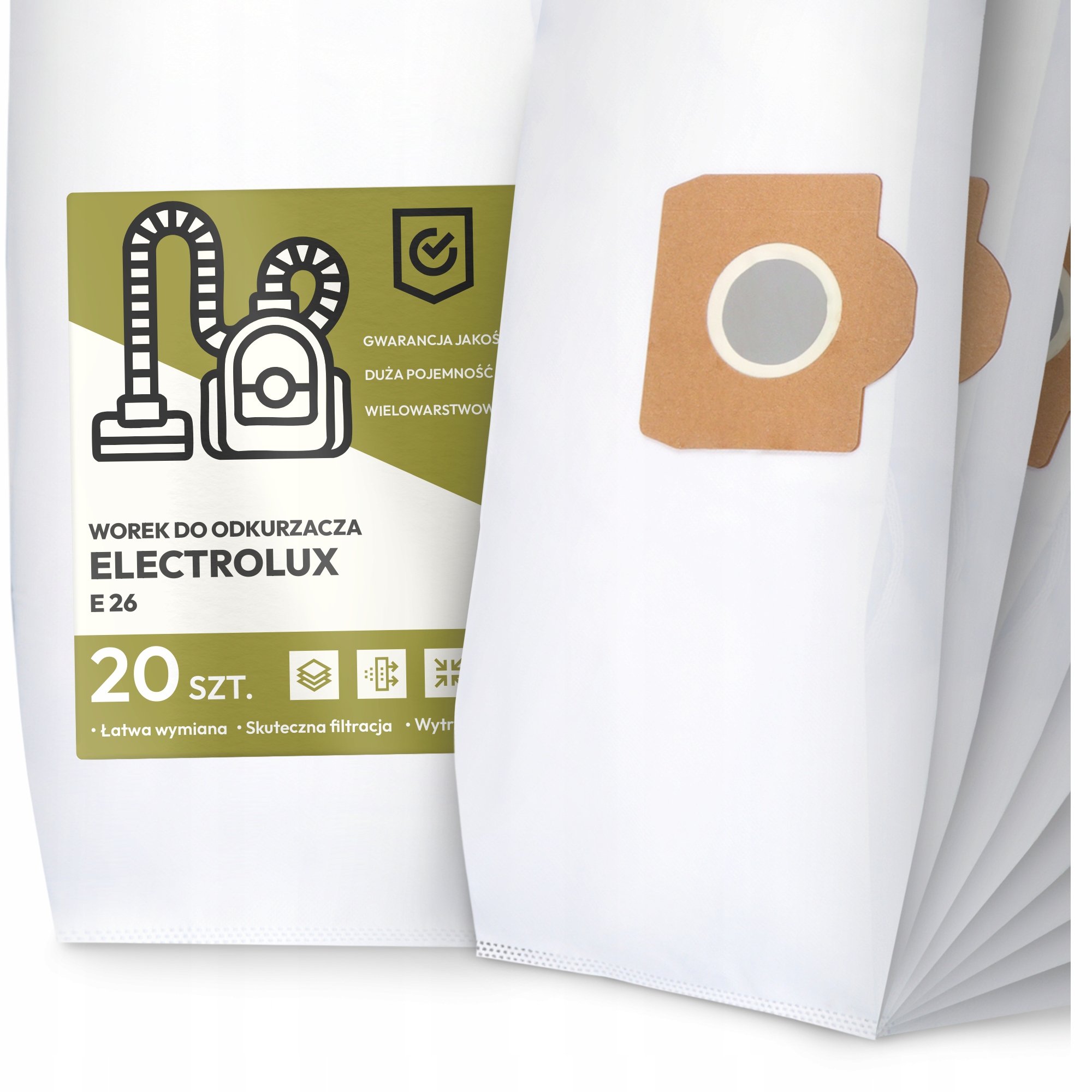 20x Worek do Odkurzacza Electrolux E 26 Syntetyczny Pojemny Odporny Worki