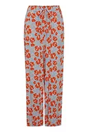 Spodnie damskie - ICHI IHCEFALU PA2 damskie spodnie z materiału, spodnie Marlenehe, luźne dopasowanie, z nadrukiem na całej powierzchni, Mandarin Red 171562, 34 EU - miniaturka - grafika 1