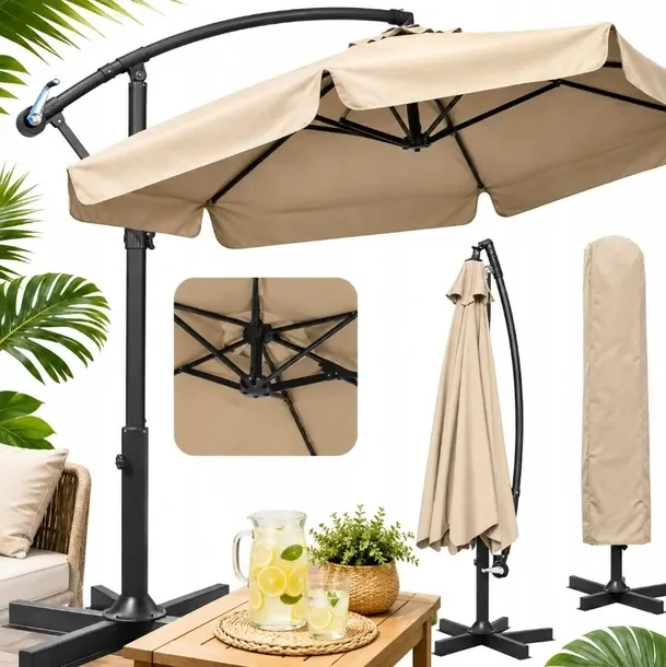 Parasol Ogrodowy Duży Składany Z Wysięgnikiem 350x250cm Pokrowiec Masuletto