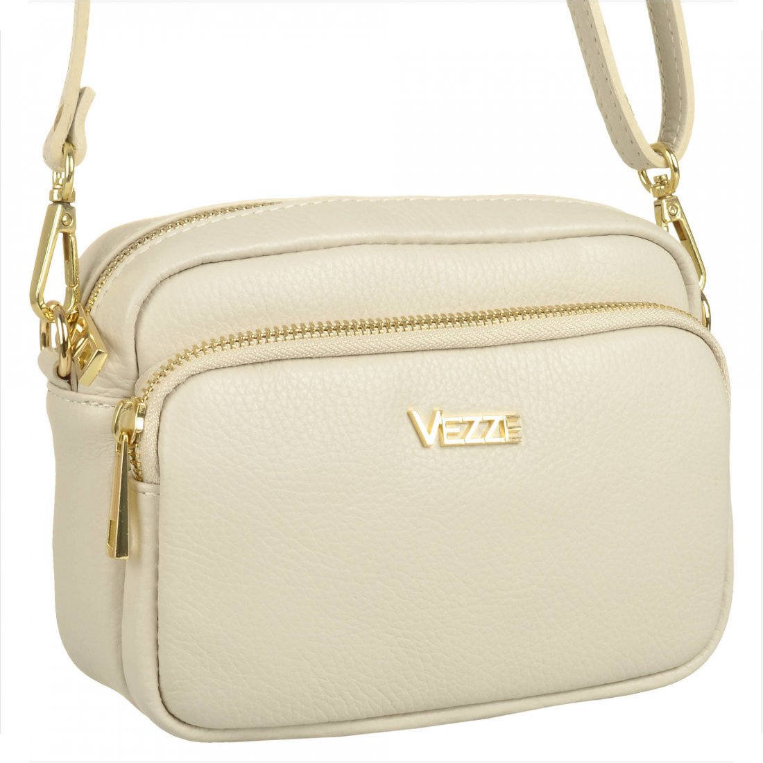 VEZZE mała skórzana listonoszka jasny beż