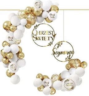 Balony łuk zestaw dekoracji listki na CHRZEST + IMIĘ - Balony i akcesoria - miniaturka - grafika 1