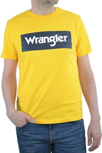 WRANGLER SS LOGO TEE LEMON CHROME ŻÓŁTY T-SHIRT MĘSKI - Koszulki męskie - miniaturka - grafika 1