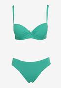 Stroje kąpielowe - Zielone Komplet Dwuczęściowy Bikini Biustonosz z Metalowym Zapięciem Majtki Typu Figi Vertella - miniaturka - grafika 1