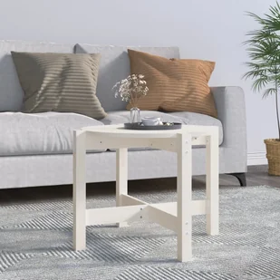 vidaXL Stolik kawowy biały Ø 62,5x45 cm lite drewno sosnowe - Stolik kawowy - Stoliki kawowe - Stolik boczny - Stolik pod sofę - Ławy i stoliki kawowe - miniaturka - grafika 1