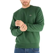 Bluzy męskie - Bluza Lacoste Organic Brushed Cotton Sweatshirt SH9608-132 - zielona - miniaturka - grafika 1