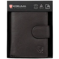 Portfele - Portfel męski skórzany na karty i monety z ochroną RFID BLOCK (ciemny brąz) - miniaturka - grafika 1