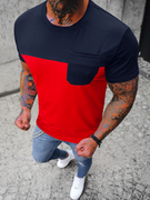 Koszulki męskie - T-Shirt męski granatowo-czerwony OZONEE JS/8T91/18Z - Ozonee - miniaturka - grafika 1