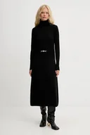 Sukienki - Fracomina sukienka z dodatkiem wełny kolor czarny midi rozkloszowana FR25WD5004K459Q7 - miniaturka - grafika 1