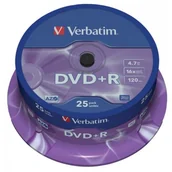 Nośniki danych - Verbatim DVD+R 43500 4.7GB 16x 25 SZT - miniaturka - grafika 1