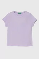 Koszulki dla dziewczynek - United Colors of Benetton t-shirt bawełniany dziecięcy kolor fioletowy - miniaturka - grafika 1